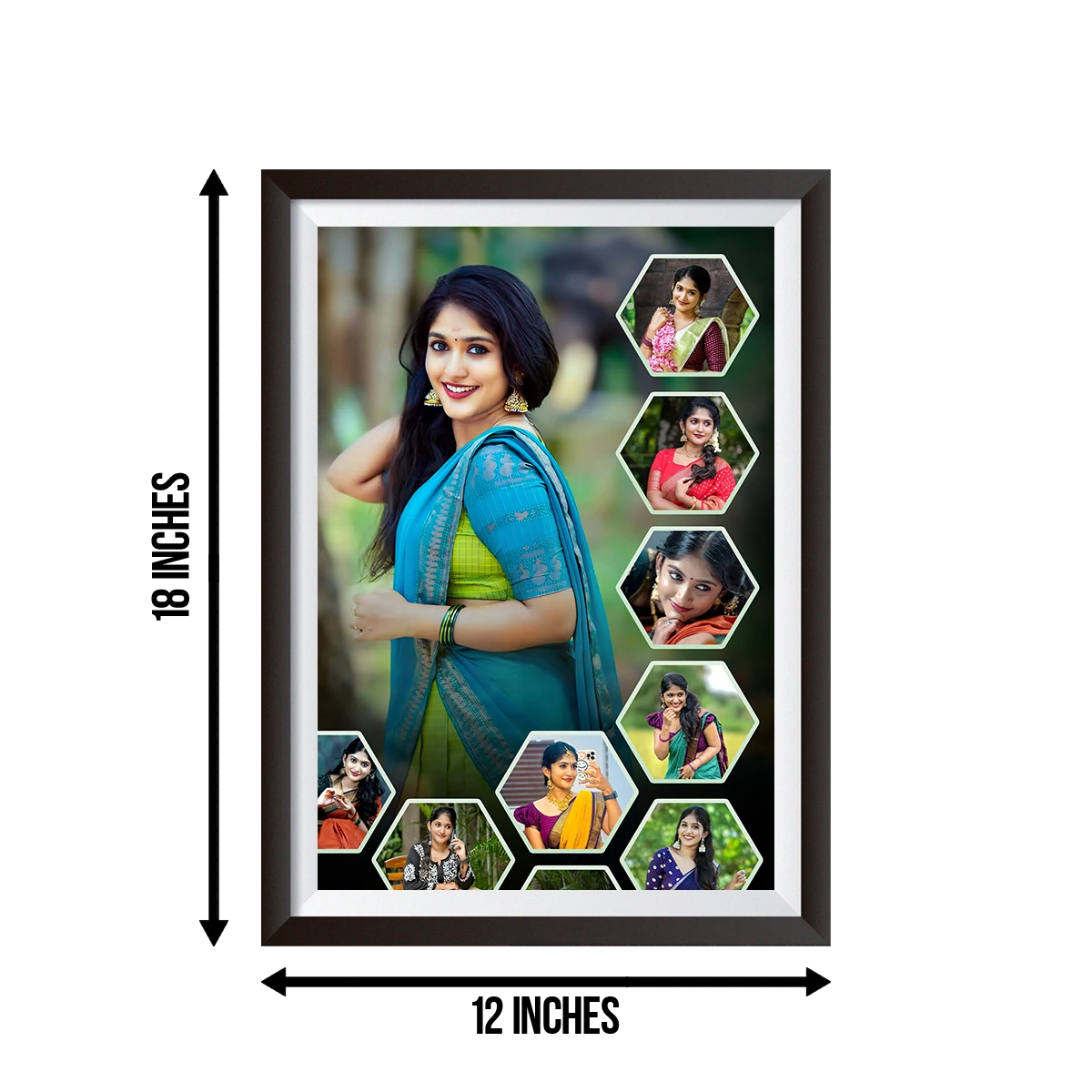 Customized Photo Frame with Hexagonal Collage Design